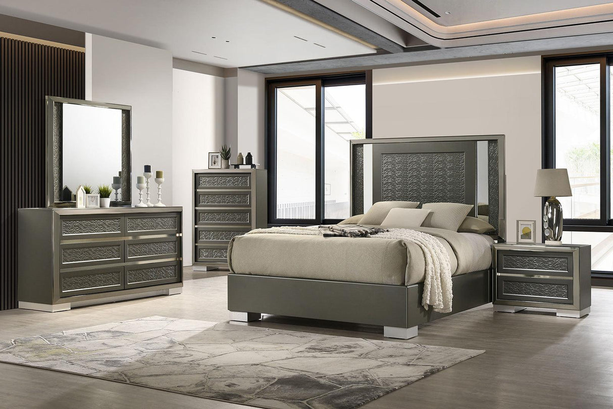 Leyland Dark Gray LED Queen Platfrom Bed by Furniture of America at Eve Furniture