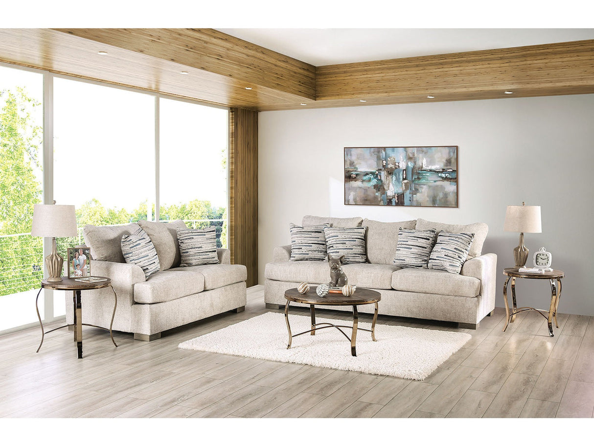 Leytonstone Cream Sofa & Loveseat by Furniture of America at Eve Furniture