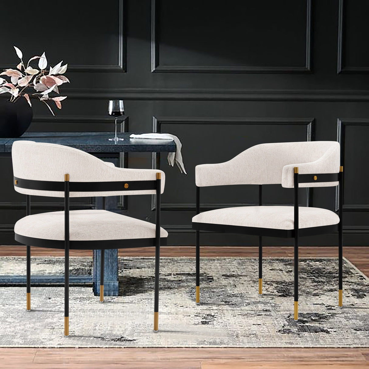 Lia Dining Armchair in Cream by Manhattan Comfort at Eve Furniture
