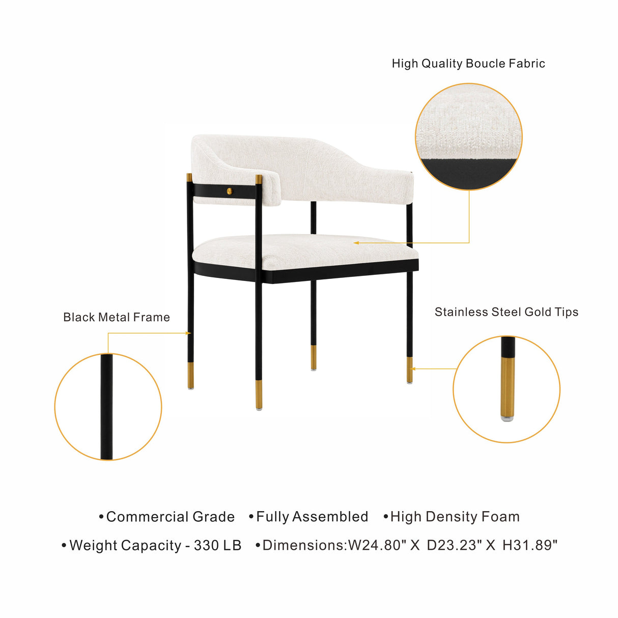 Lia Dining Armchair in Cream (Set of 2) by Manhattan Comfort at Eve Furniture