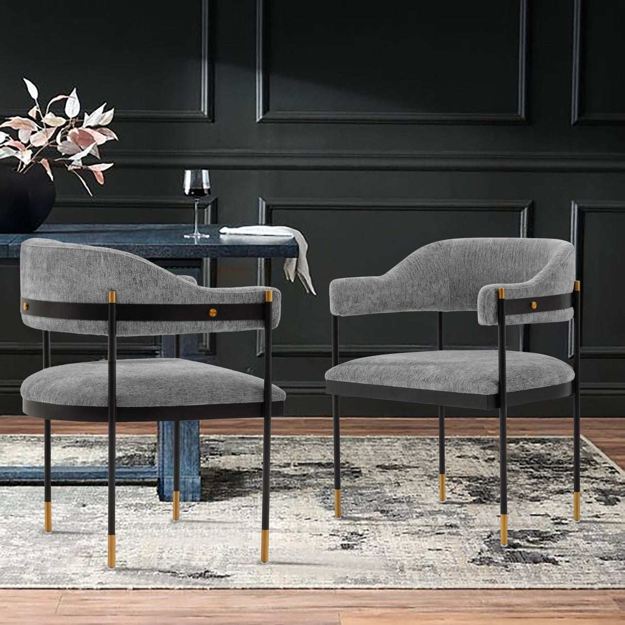 Lia Dining Armchair in Grey by Manhattan Comfort at Eve Furniture