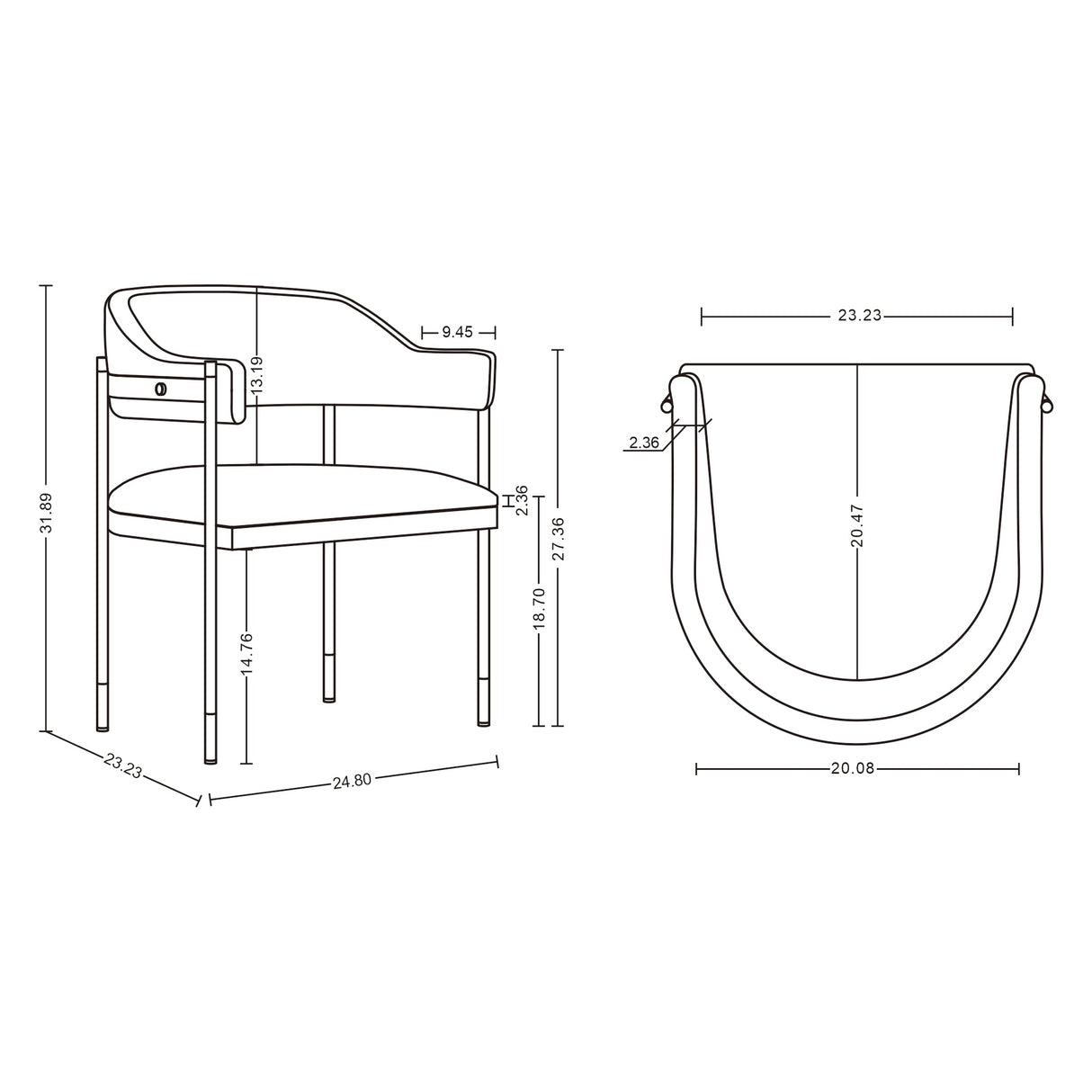 Lia Dining Armchair in Grey by Manhattan Comfort at Eve Furniture