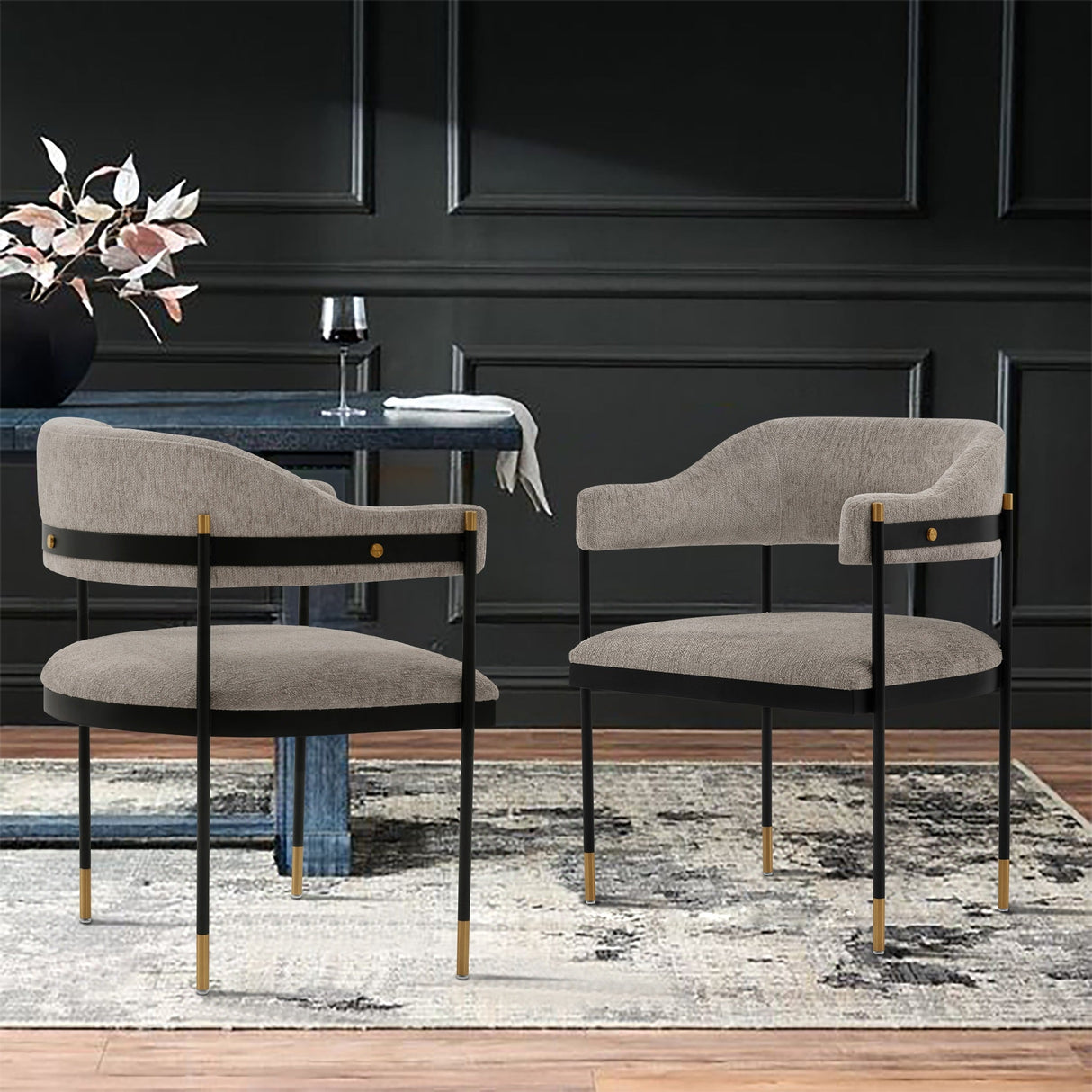 Lia Dining Armchair in Stone by Manhattan Comfort at Eve Furniture