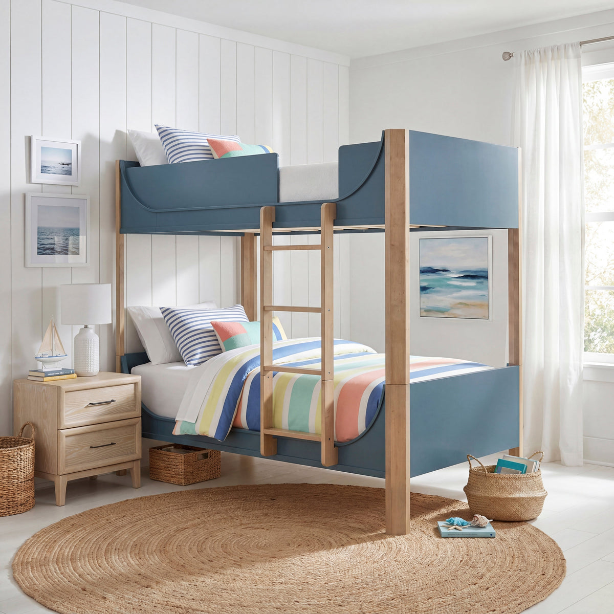 Liam Blue/Natural Twin/Twin Bunk Bed by Homelegance at Eve Furniture