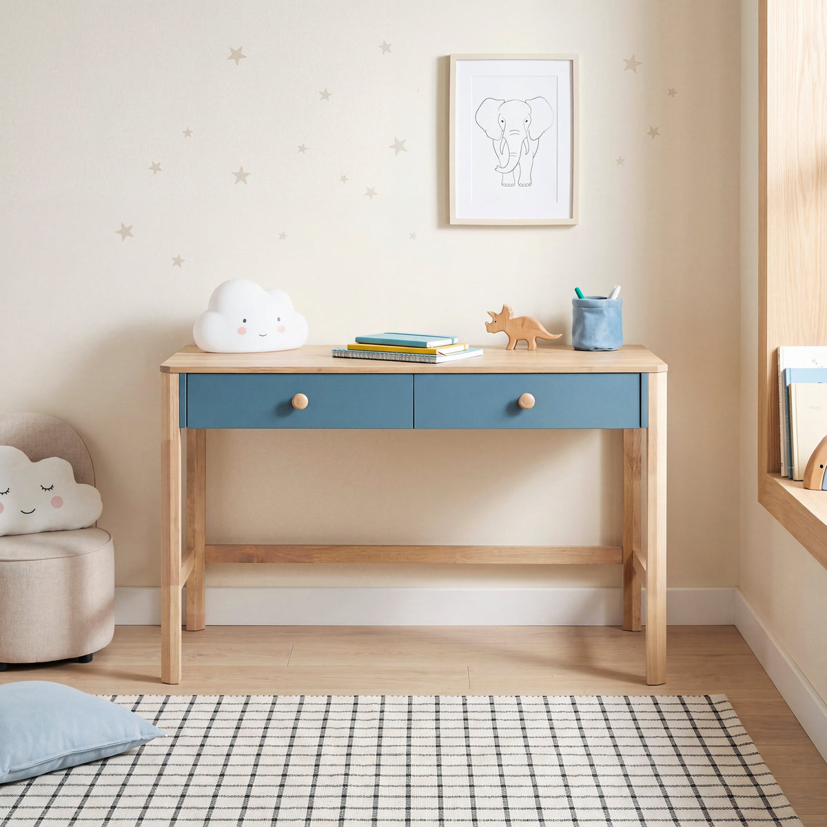 Liam Blue/Natural Writing Desk by Homelegance at Eve Furniture