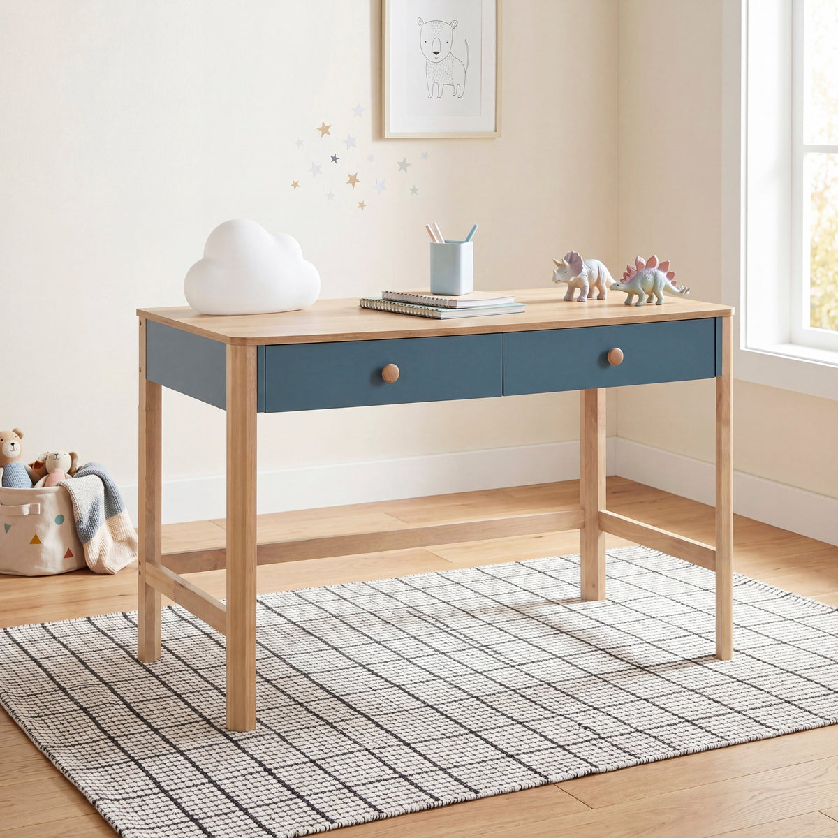 Liam Blue/Natural Writing Desk by Homelegance at Eve Furniture
