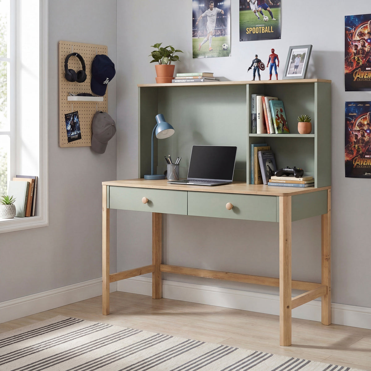 Liam Green/Natural Twin Low Loft Bed by Homelegance at Eve Furniture