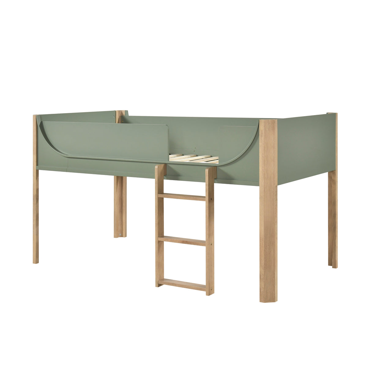 Liam Green/Natural Twin Low Loft Bed by Homelegance at Eve Furniture