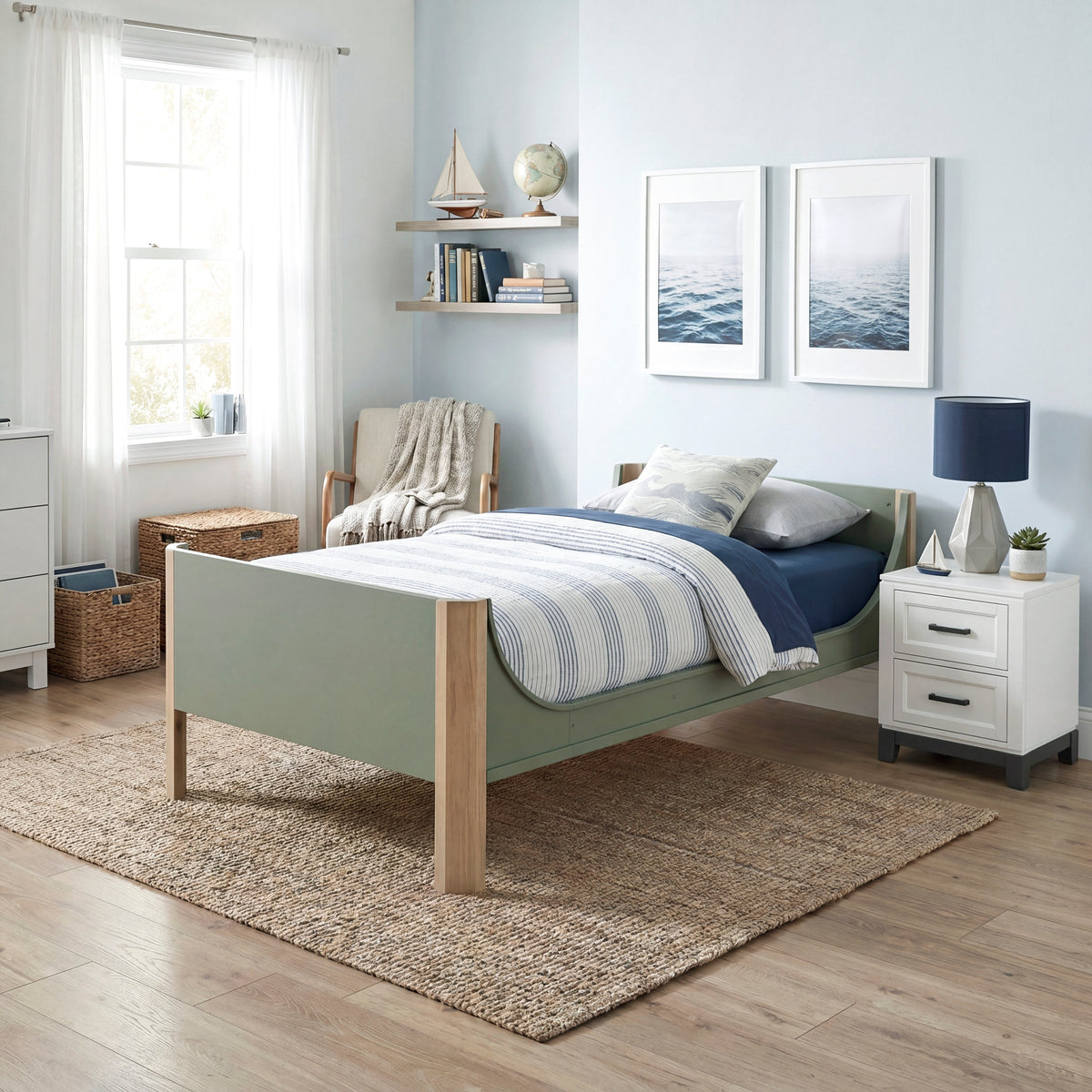 Liam Green/Natural Twin Platform Bed by Homelegance at Eve Furniture