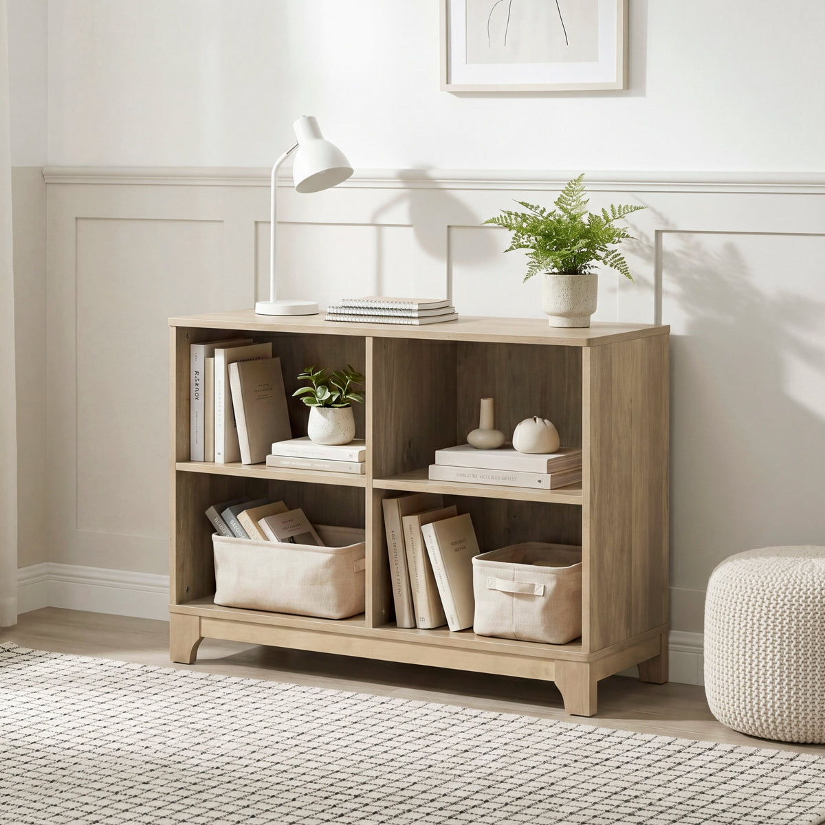 Liam Natural Bookcase with 4 Shelves by Homelegance at Eve Furniture