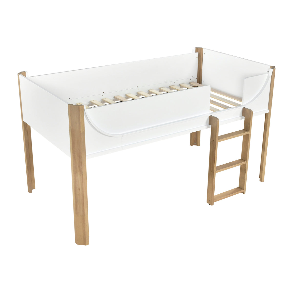 Liam White/Natural Twin Low Loft Bed by Homelegance at Eve Furniture