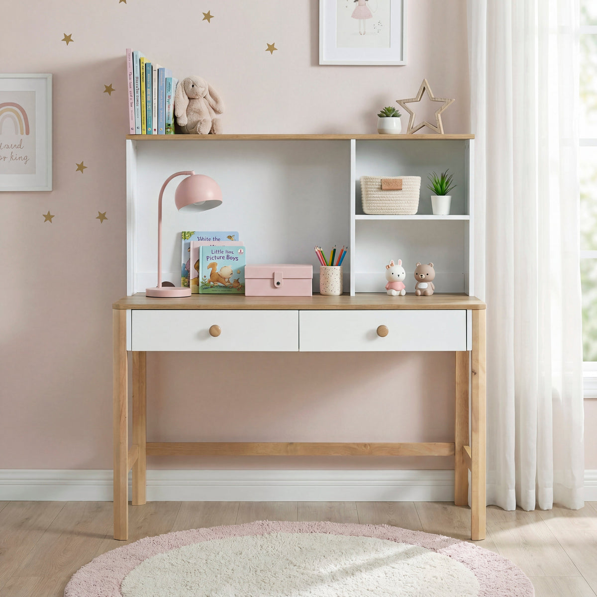 Liam White/Natural Writing Desk with Hutch by Homelegance at Eve Furniture