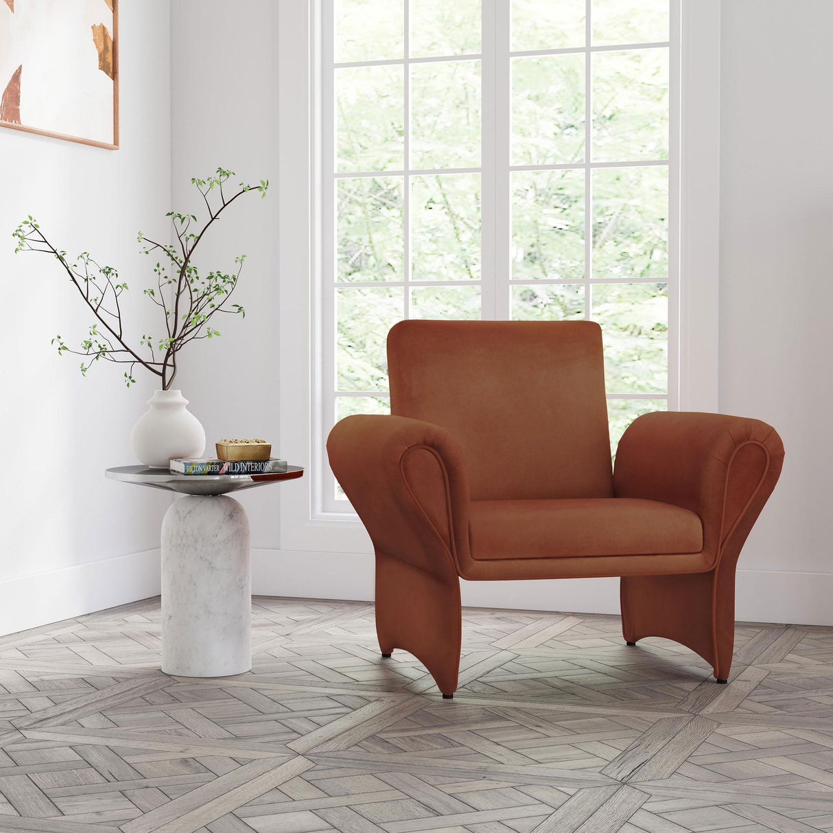 Liana Rust Orange Upholstered Roll Arm Accent Armchair by Coaster at Eve Furniture