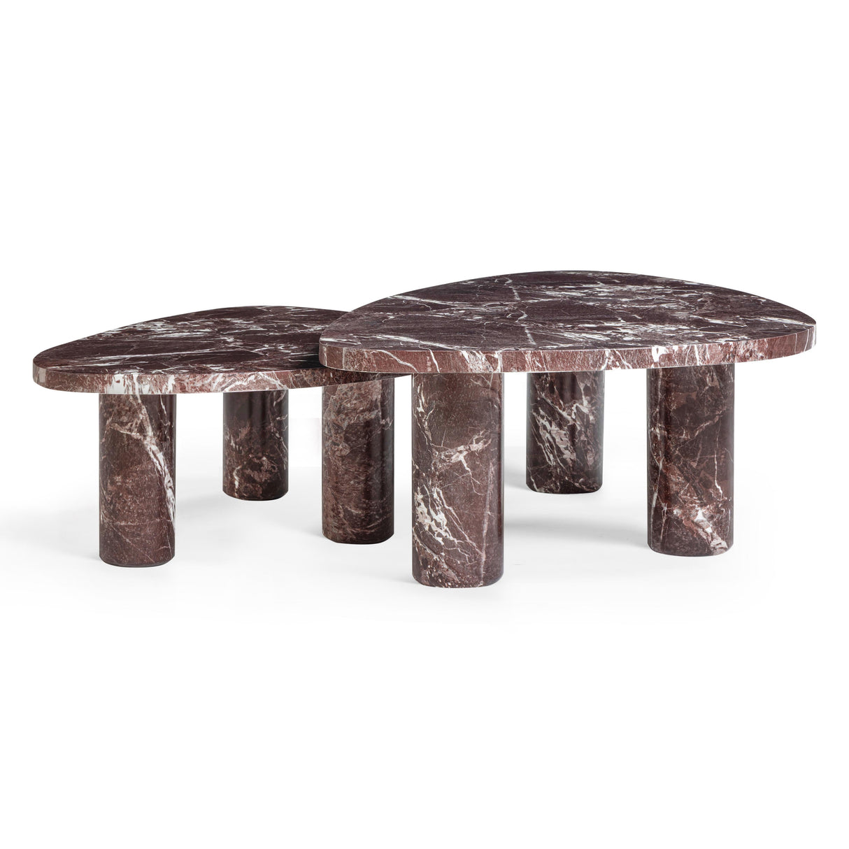 Libby 2-Piece Faux Red Levanto Marble Nesting Coffee Table Set by TOV Furniture at Eve Furniture