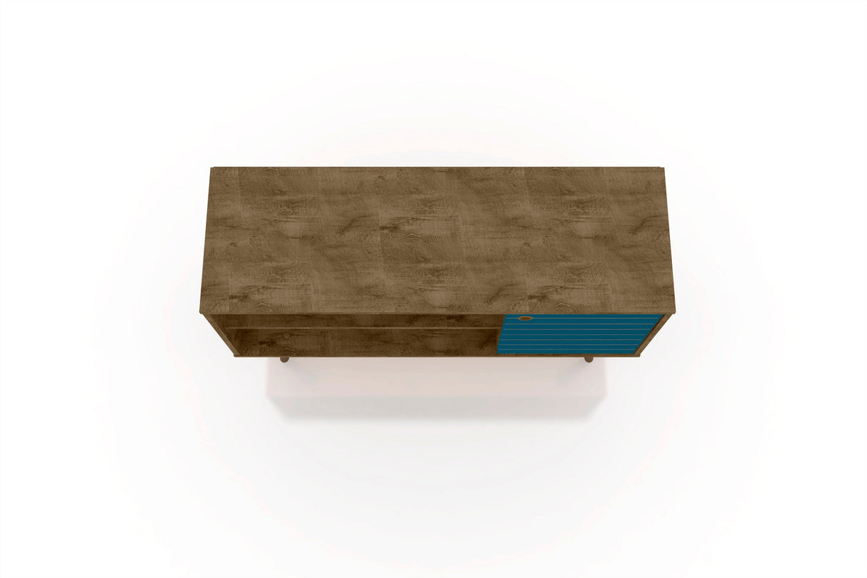 Liberty 42.52 TV Stand in Rustic Brown and Aqua Blue by Manhattan Comfort at Eve Furniture