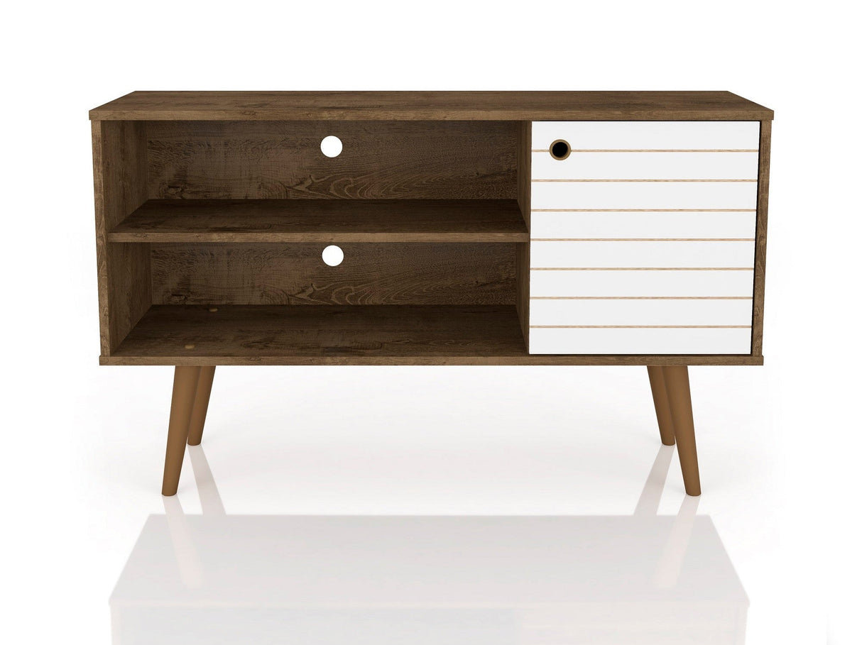 Liberty 42.52 TV Stand in Rustic Brown and White by Manhattan Comfort at Eve Furniture