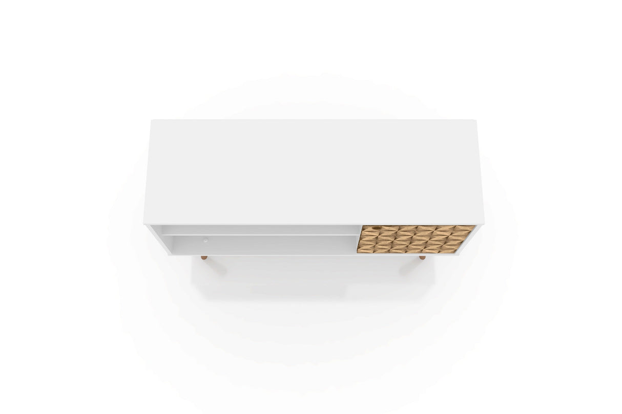 Liberty 42.52 TV Stand in White and 3D Brown Prints by Manhattan Comfort at Eve Furniture