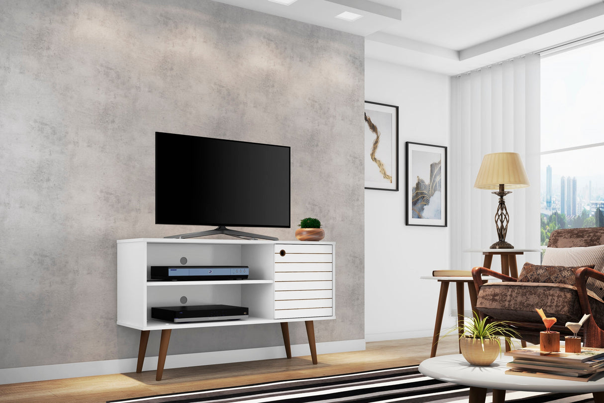 Liberty 42.52 TV Stand in White by Manhattan Comfort at Eve Furniture
