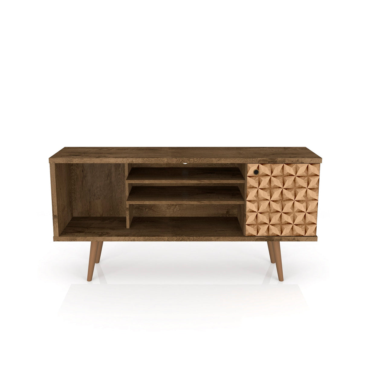 Liberty 53.14" Mid-Century Modern TV Stand in Rustic Brown and 3D Brown Prints by Manhattan Comfort at Eve Furniture