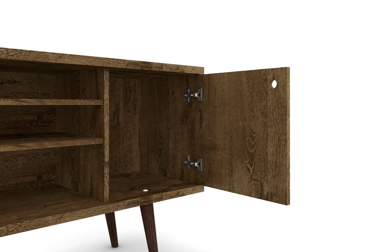 Liberty 53.14" Mid-Century Modern TV Stand in Rustic Brown by Manhattan Comfort at Eve Furniture