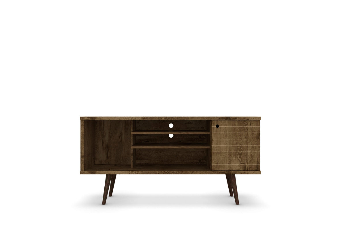 Liberty 53.14" Mid-Century Modern TV Stand in Rustic Brown by Manhattan Comfort at Eve Furniture