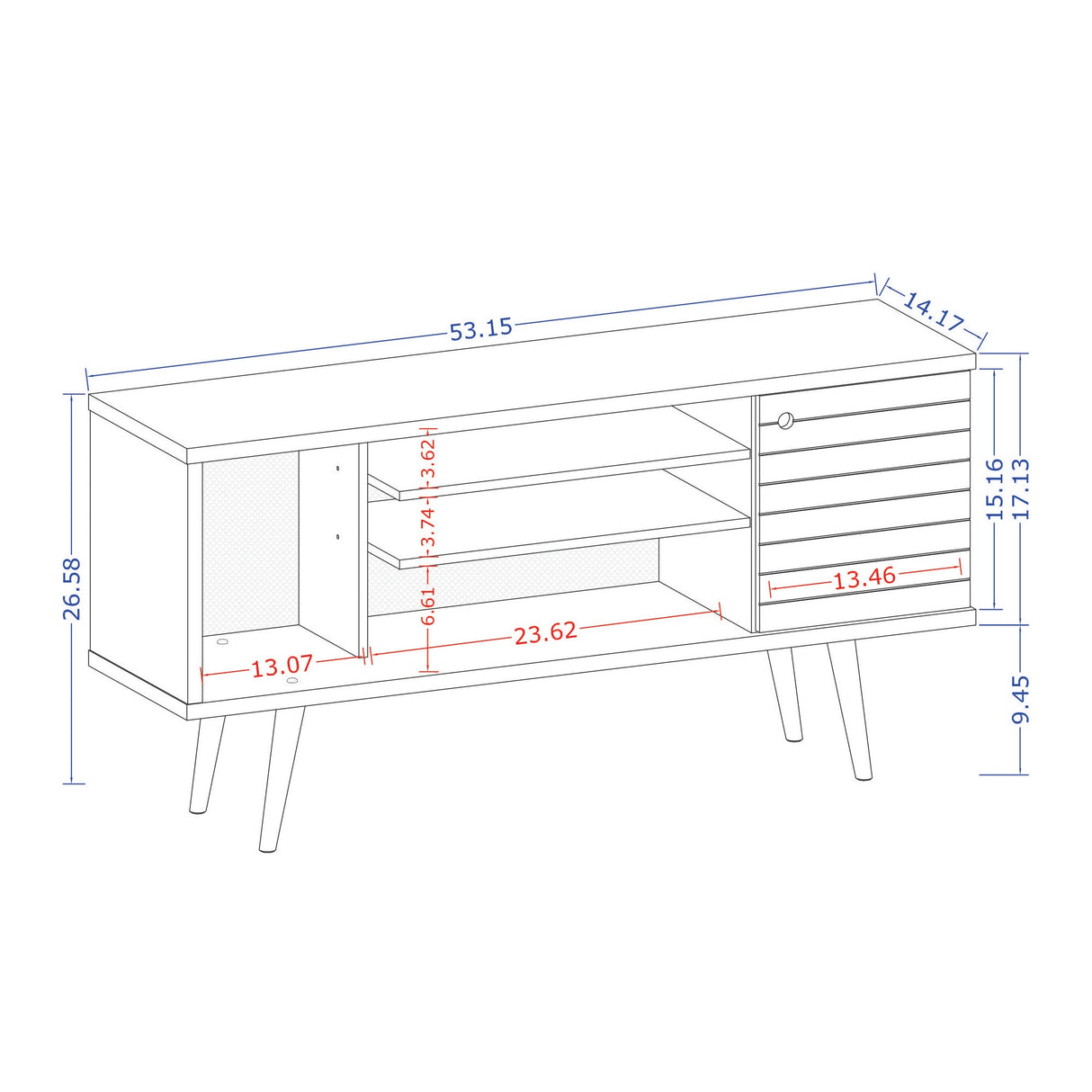 Liberty 53.14" Mid-Century Modern TV Stand in White and 3D Brown Prints by Manhattan Comfort at Eve Furniture
