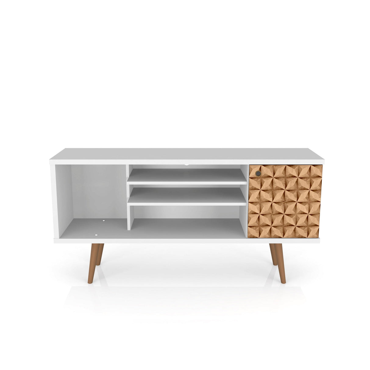 Liberty 53.14" Mid-Century Modern TV Stand in White and 3D Brown Prints by Manhattan Comfort at Eve Furniture