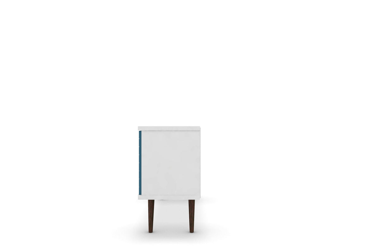 Liberty 53.14" Mid-Century Modern TV Stand in White and Aqua Blue by Manhattan Comfort at Eve Furniture