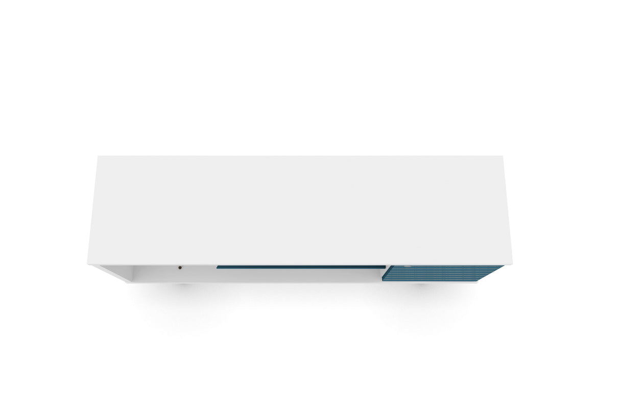 Liberty 53.14" Mid-Century Modern TV Stand in White and Aqua Blue by Manhattan Comfort at Eve Furniture