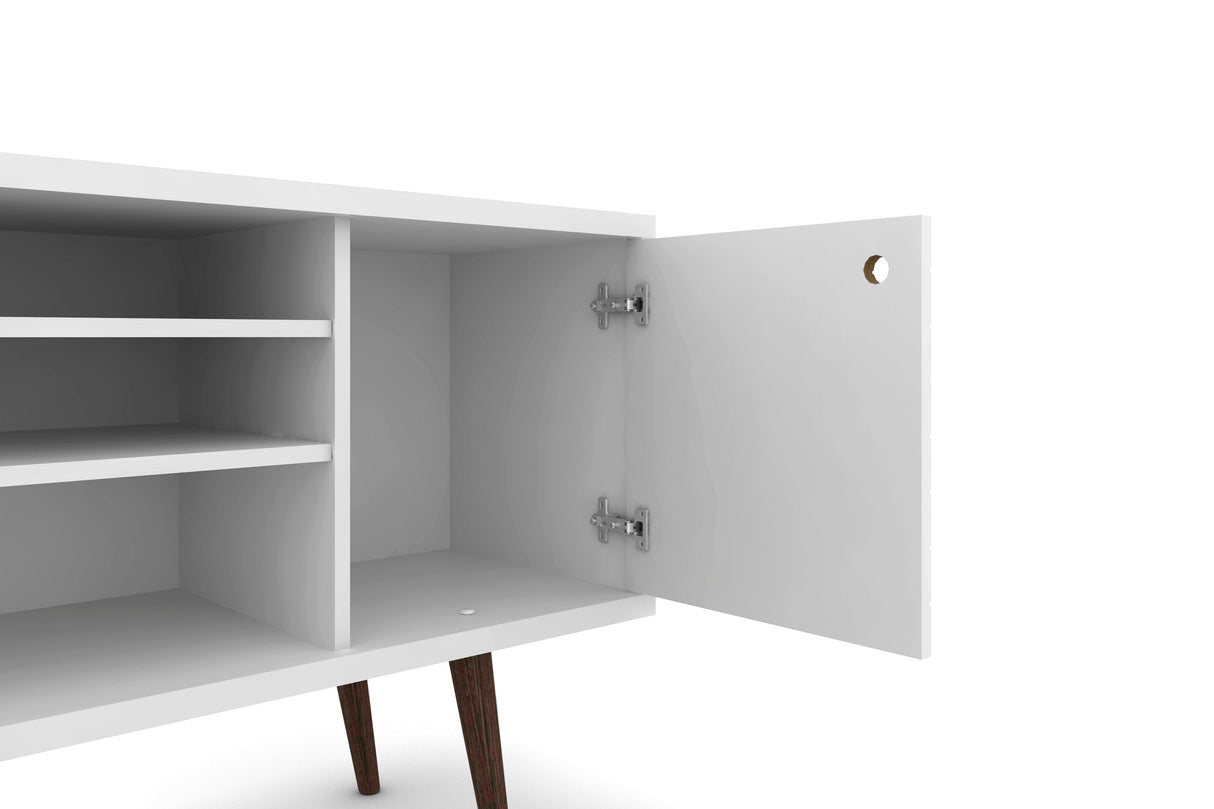 Liberty 53.14" Mid-Century Modern TV Stand in White by Manhattan Comfort at Eve Furniture