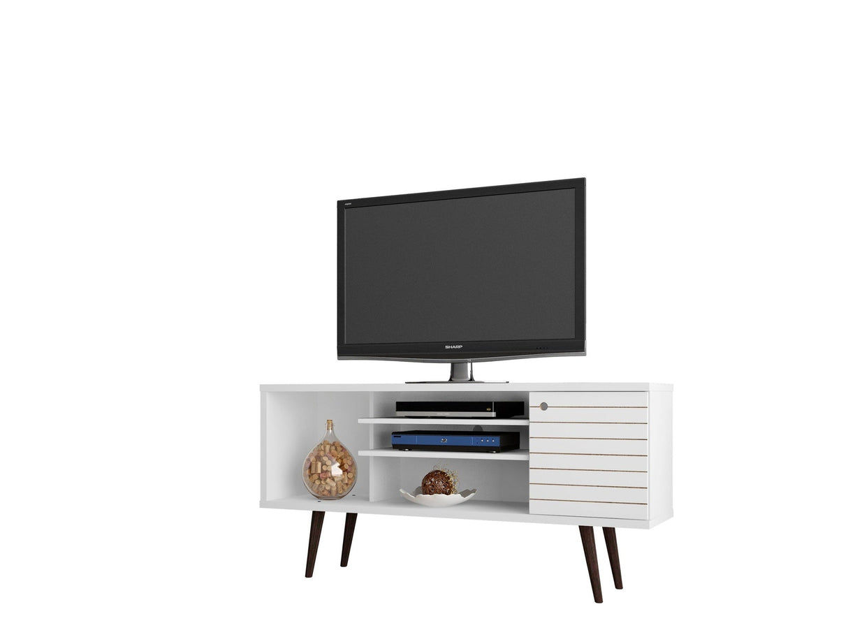 Liberty 53.14" Mid-Century Modern TV Stand in White by Manhattan Comfort at Eve Furniture