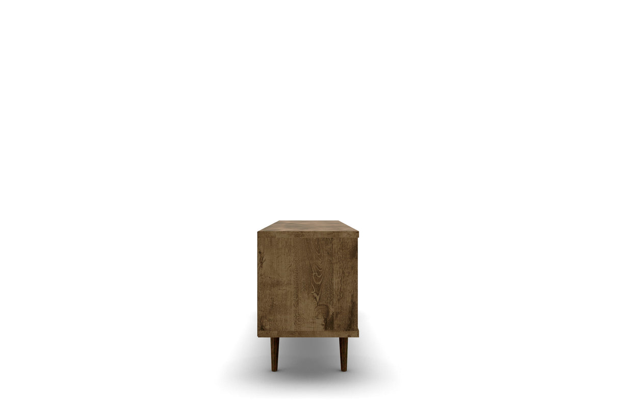 Liberty 62.99" Mid-Century Modern TV Stand in Rustic Brown and Aqua Blue by Manhattan Comfort at Eve Furniture