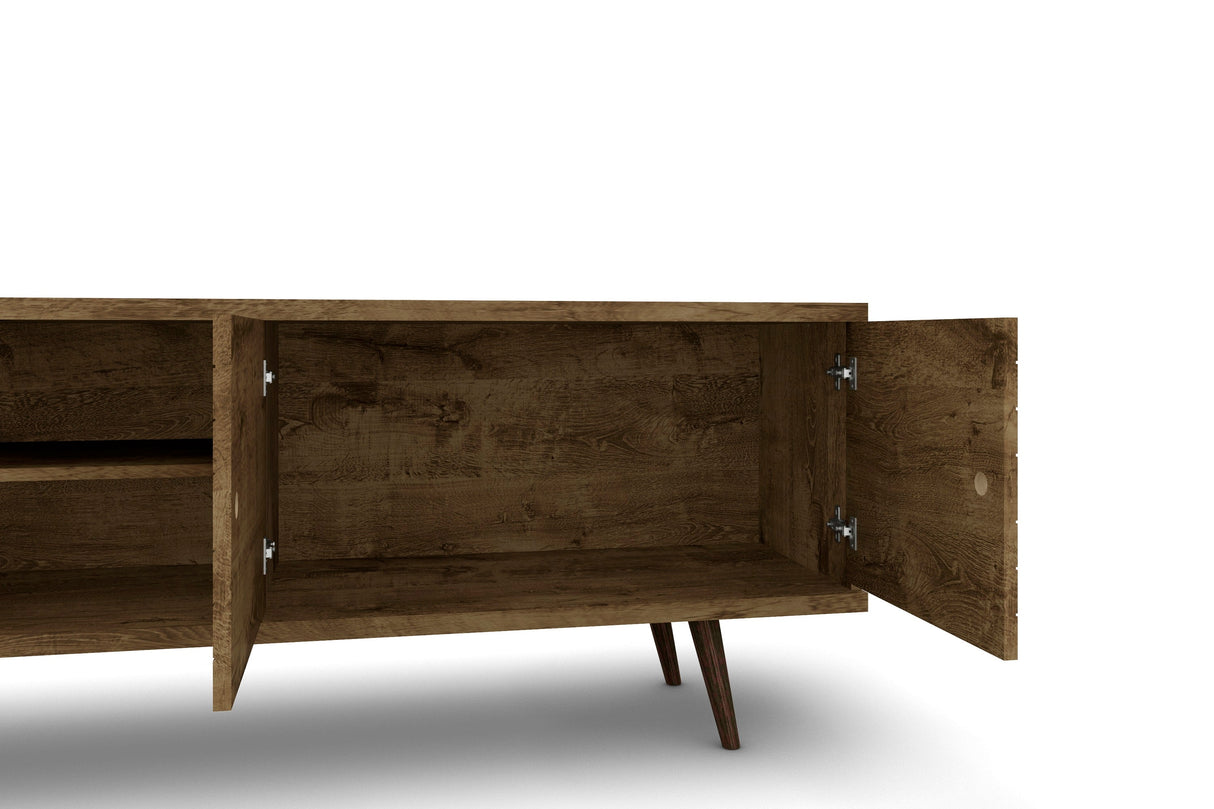 Liberty 62.99" Mid-Century Modern TV Stand in Rustic Brown by Manhattan Comfort at Eve Furniture