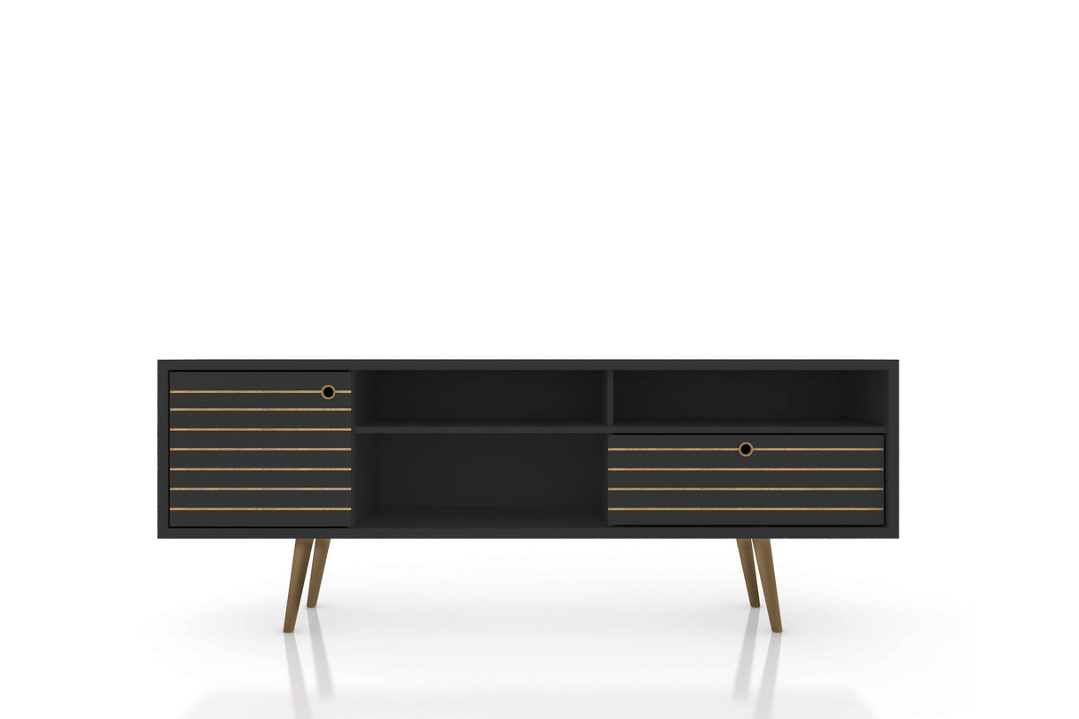 Liberty 70.86" Mid-Century Modern TV Stand in Black by Manhattan Comfort at Eve Furniture