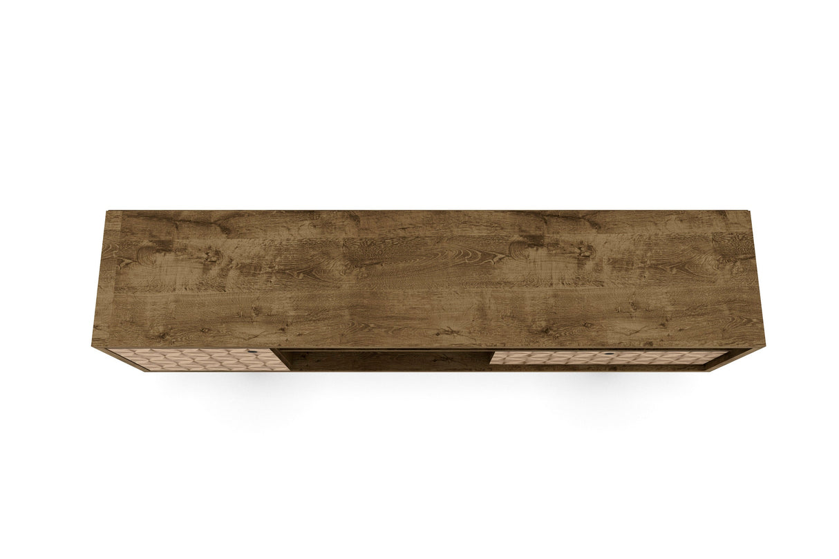 Liberty 70.86" Mid-Century Modern TV Stand in Rustic Brown and 3D Brown Prints by Manhattan Comfort at Eve Furniture
