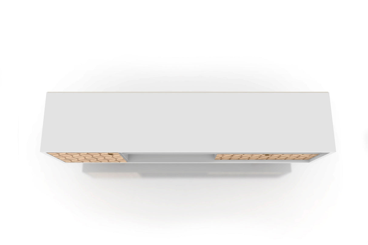 Liberty 70.86" Mid-Century Modern TV Stand in White and 3D Brown Prints by Manhattan Comfort at Eve Furniture