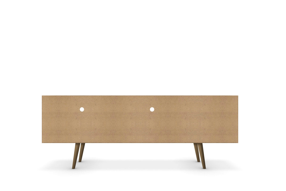 Liberty 70.86" Mid-Century Modern TV Stand in White and 3D Brown Prints by Manhattan Comfort at Eve Furniture