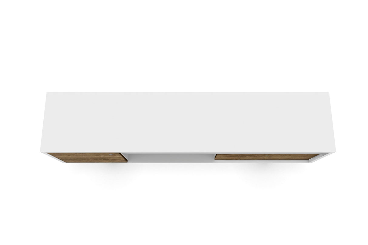 Liberty 70.86" Mid-Century Modern TV Stand in White and Rustic Brown by Manhattan Comfort at Eve Furniture