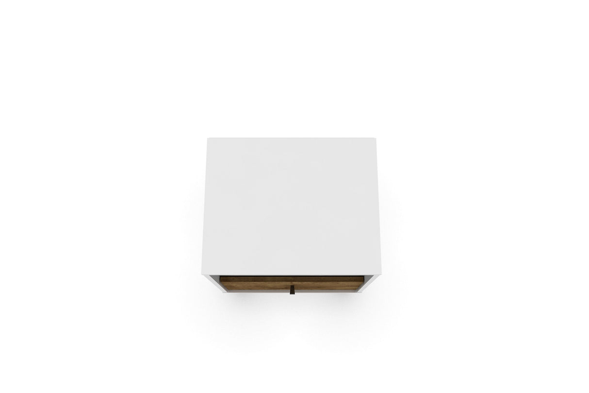 Liberty Mid-Century Modern Nightstand 1.0 in White and Rustic Brown by Manhattan Comfort at Eve Furniture