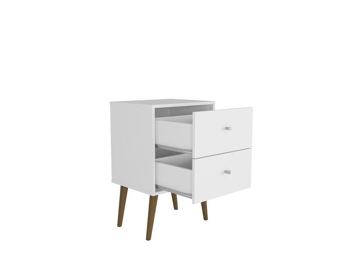 Liberty Mid-Century Modern Nightstand 2.0 in White by Manhattan Comfort at Eve Furniture