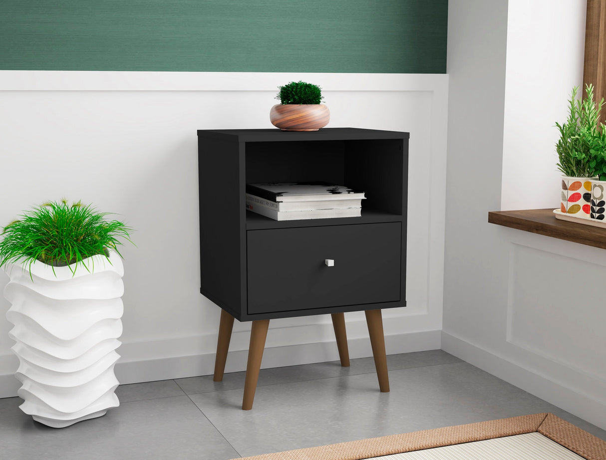 Liberty Nightstand 1.0 in Black by Manhattan Comfort at Eve Furniture