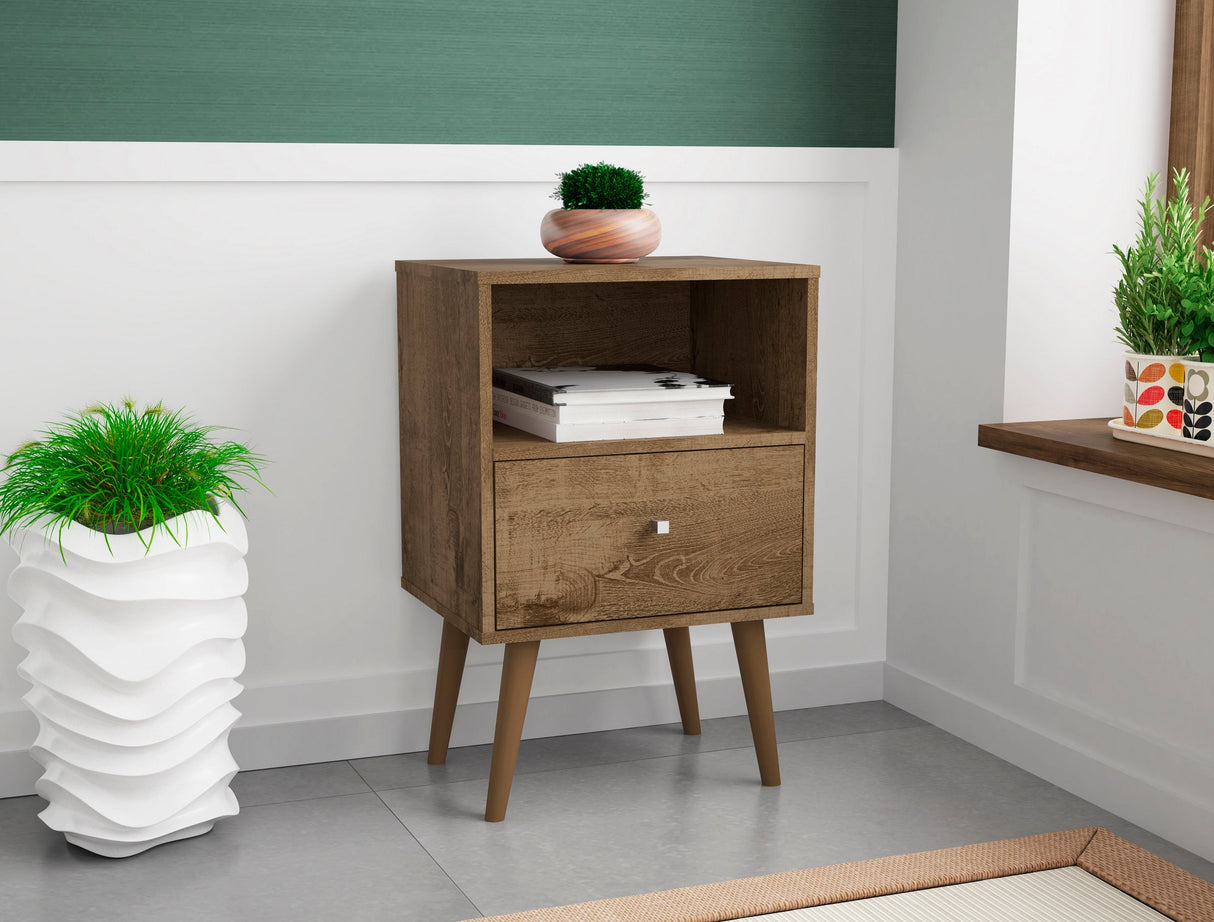 Liberty Nightstand 1.0 in Rustic Brown by Manhattan Comfort at Eve Furniture