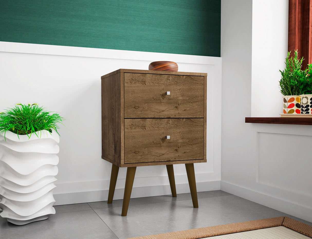 Liberty Nightstand 2.0 in Rustic Brown by Manhattan Comfort at Eve Furniture