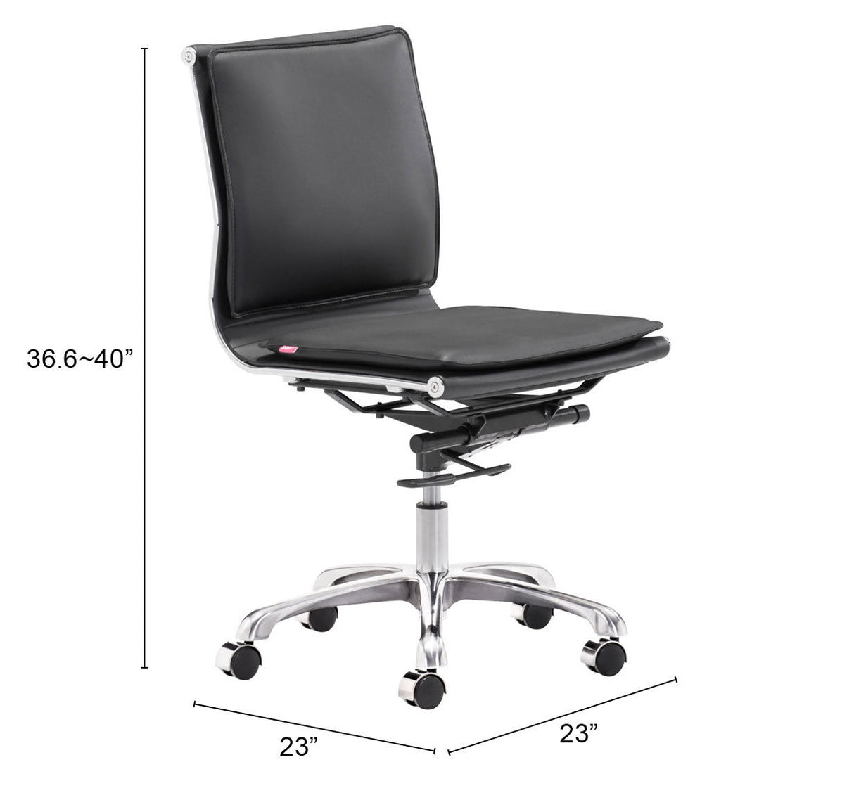 Lider Black Plus Armless Office Chair by Zuomod at Eve Furniture