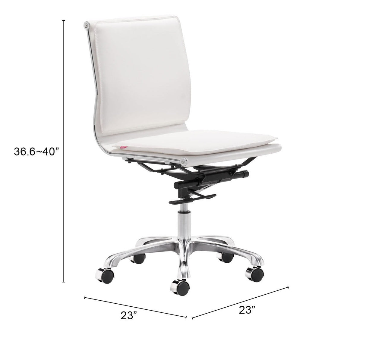 Lider White Plus Armless Office Chair by Zuomod at Eve Furniture