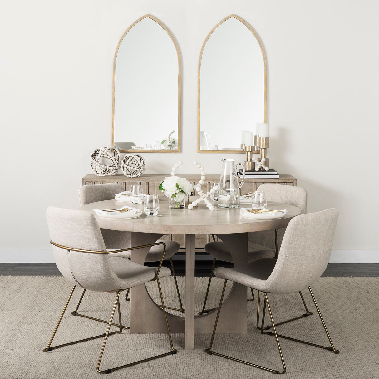 Liesl 54.L x Barely Gray Finished Wood W/ Circular Top Dining Table by Mercana at Eve Furniture