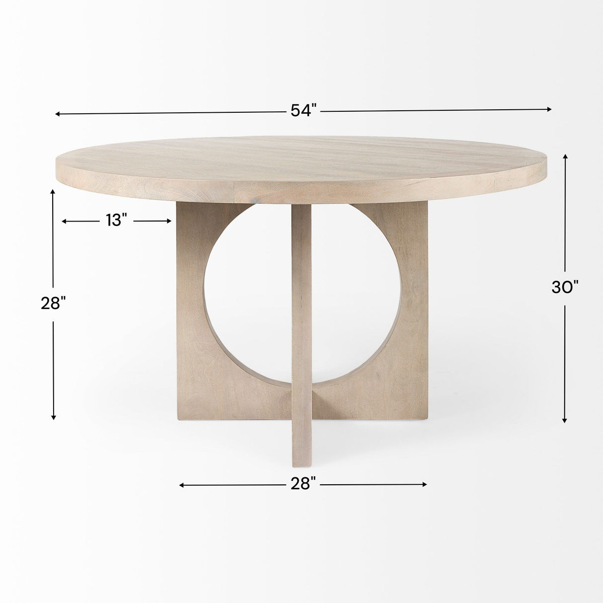 Liesl 54.L x Barely Gray Finished Wood W/ Circular Top Dining Table by Mercana at Eve Furniture