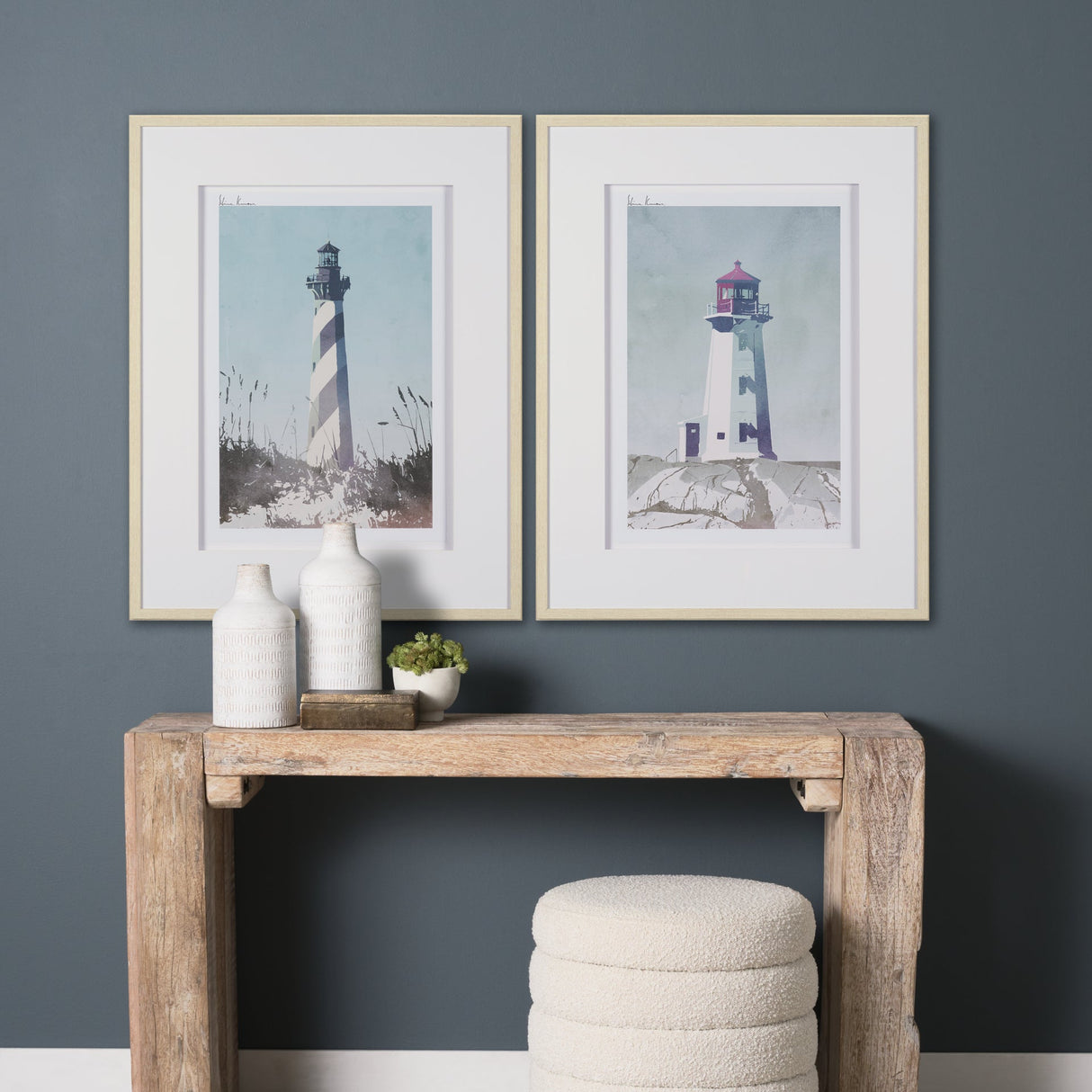 Lighthouse II-Tybee Island by Mercana Studio a Hand Embellished Framed Art Print Matted under Glass by Mercana at Eve Furniture