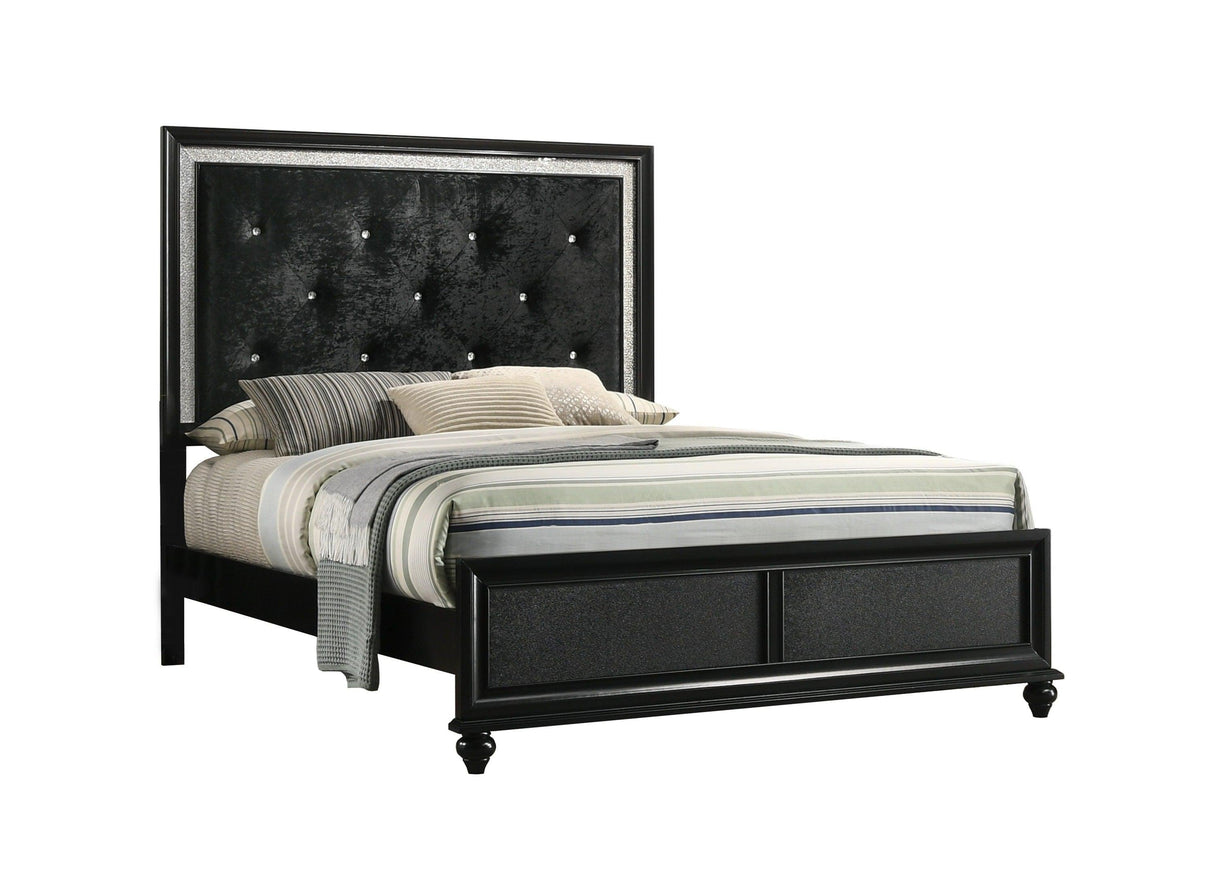 Lila Black Queen Upholstered Panel Bed by Crown Mark at Eve Furniture