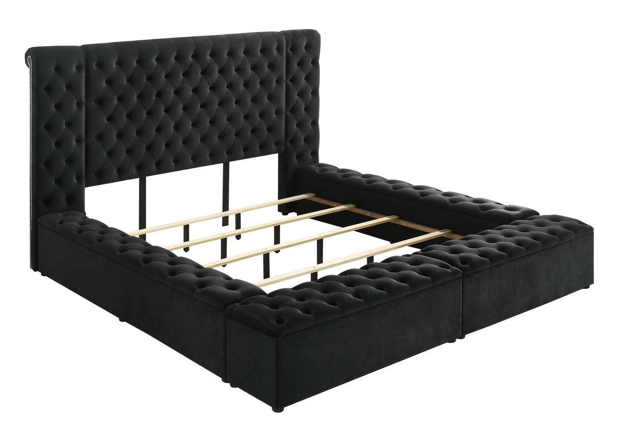 Liliana King Black Panel Bed by Crown Mark at Eve Furniture